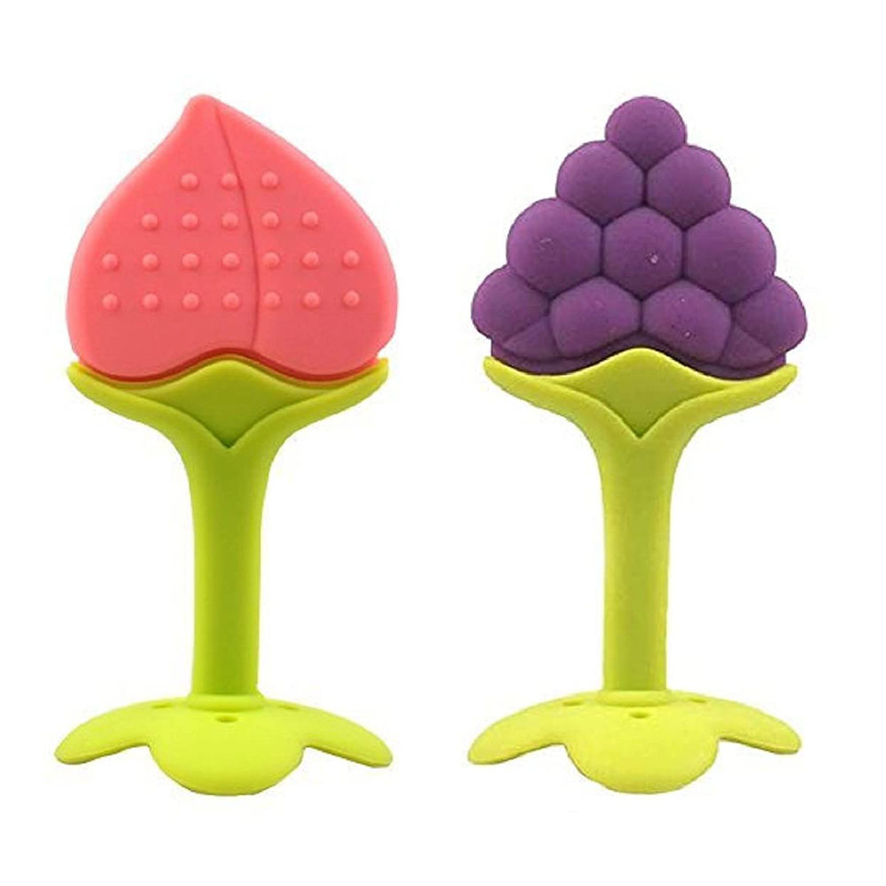 

silicone fruit shape 2 piece of teething soft sensory teether