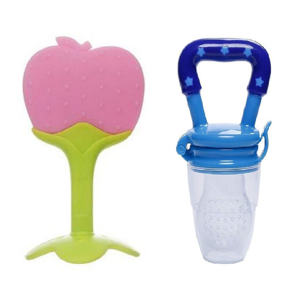 

silicone apple fruit shape teether with baby feeding nibbler