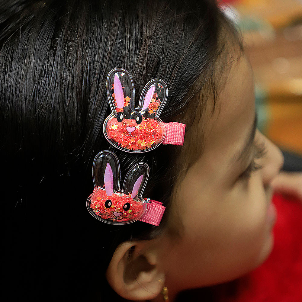 

watermelon pink bunny clip