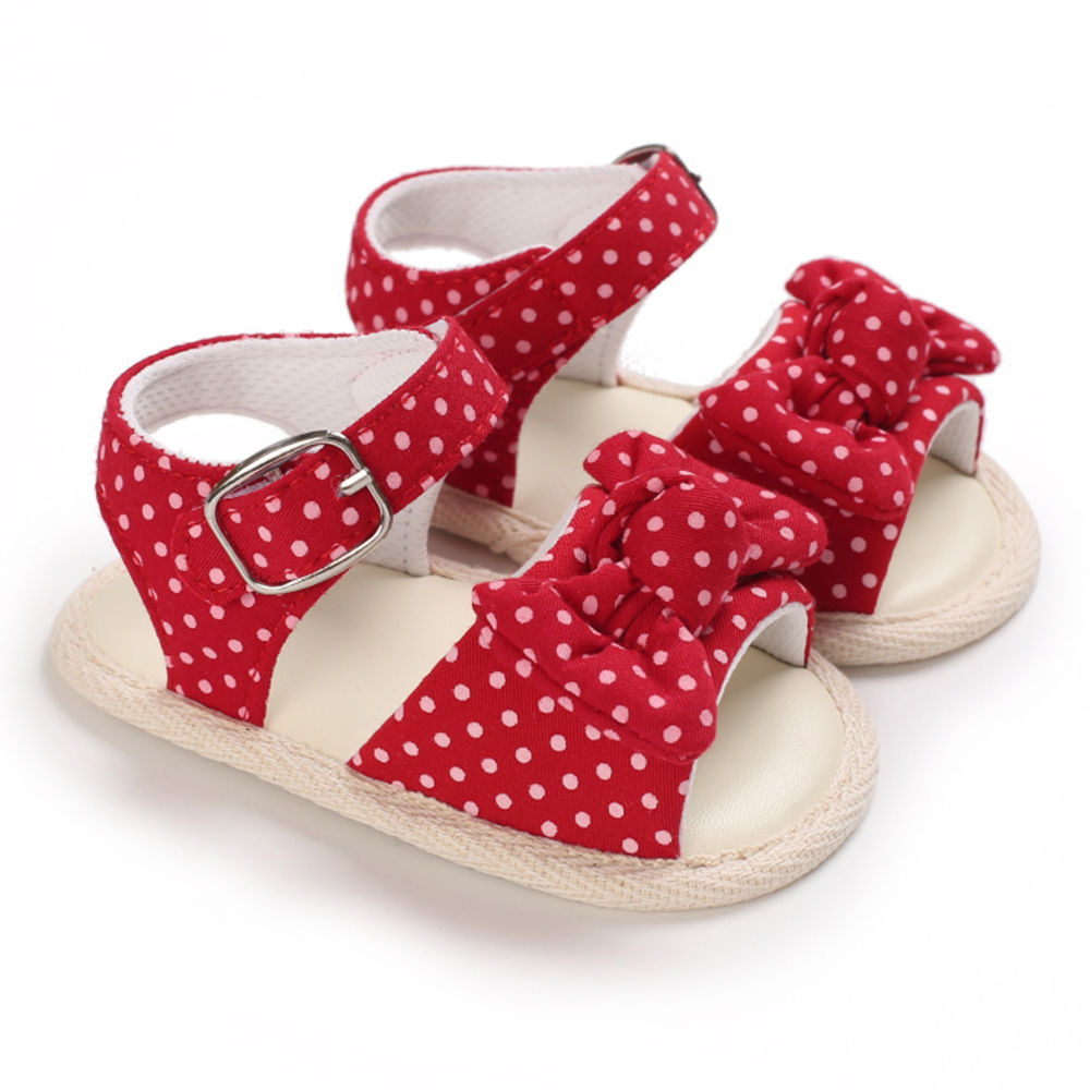 Shop Online Girls Red Polka Dot Print Sandals at 501