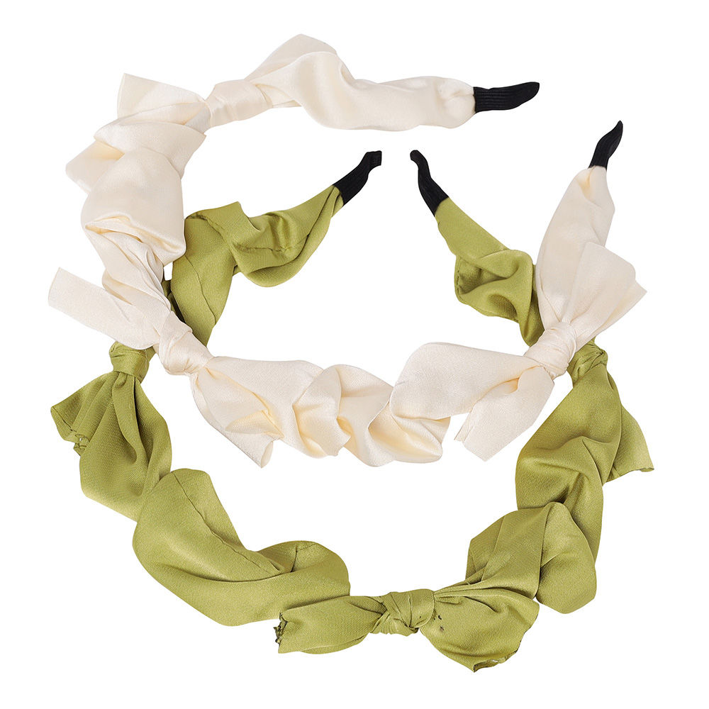 

fashionable headbands for girls cream and green pack of 2