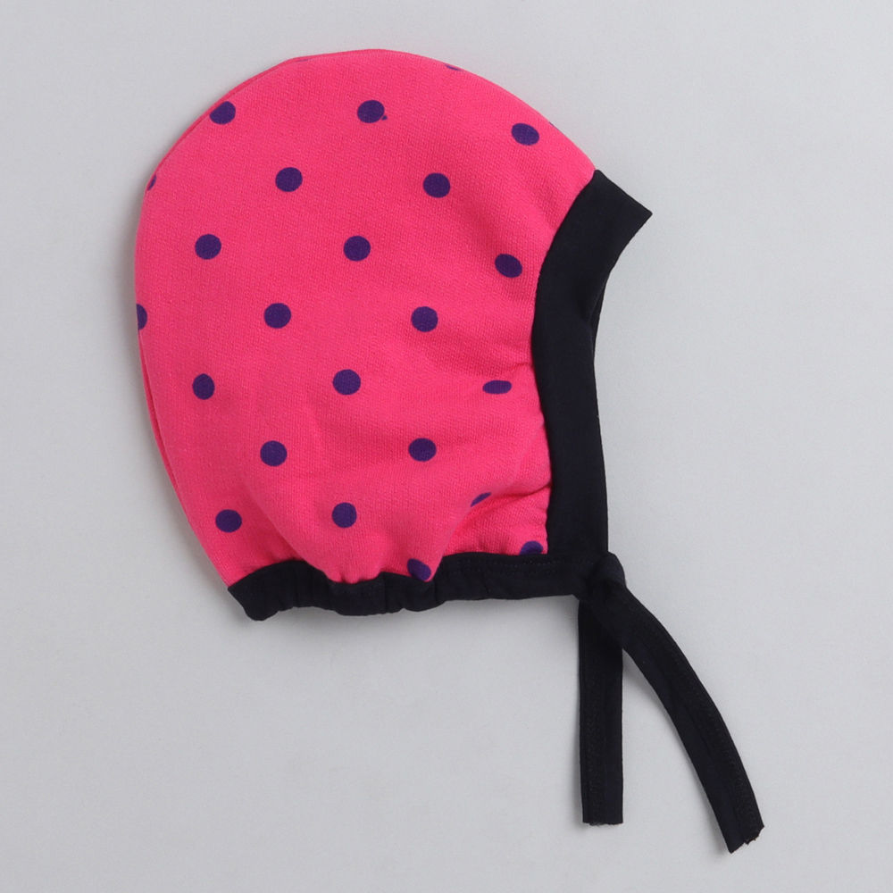 

this pink and black polka dot baby caps are very
