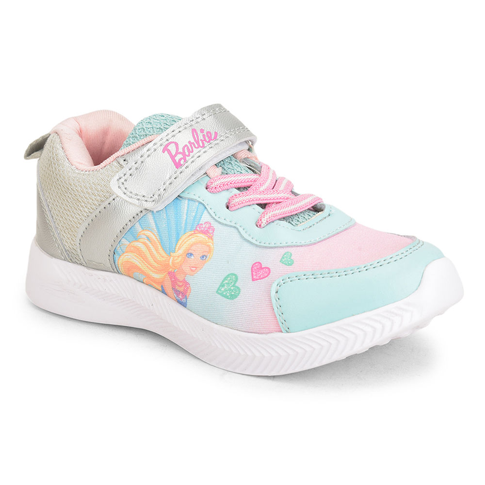 Girls Green Barbie Print Athletic Shoes