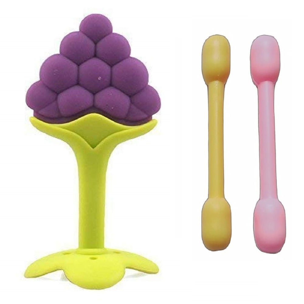 

silicone grapes fruit shape teether with dumbler sticks teether for