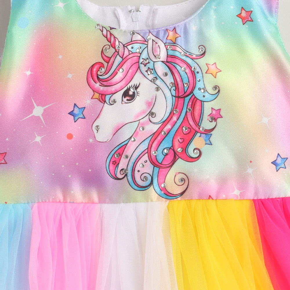 Unicorn rainbow style frock for girls - Elite Kids