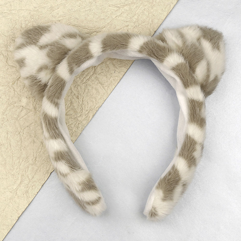 

cat print hairband grey