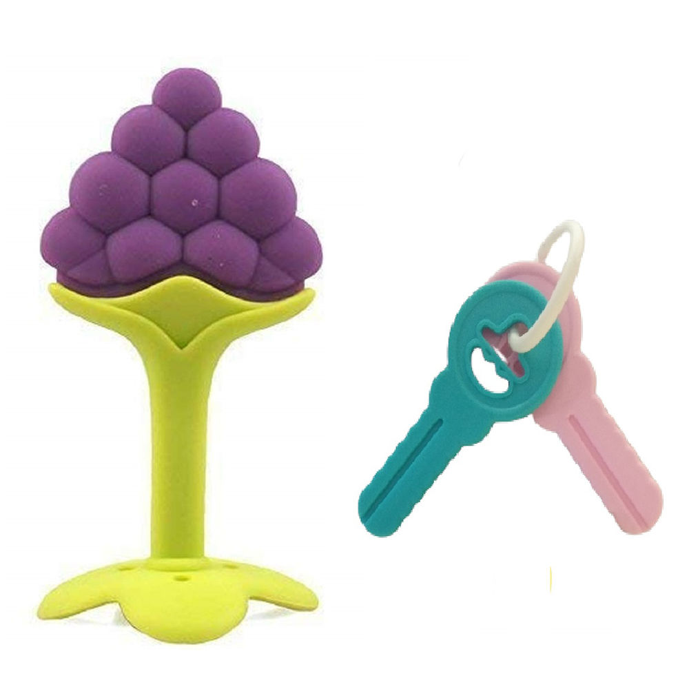 

silicone grapes fruit shape teether with key teether for babies