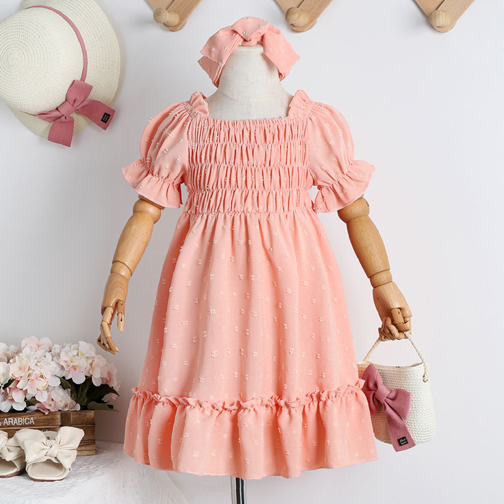 

features material 100 polyester smocked bodice puff sleeves the actual