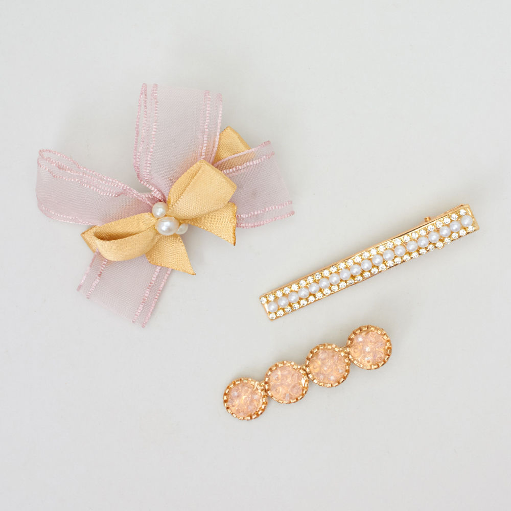 

crystal stone and pearl hair clips for your little girl