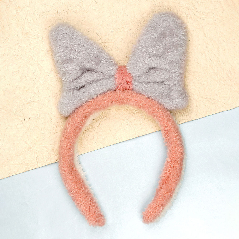 

bow dual color hairband grey peach