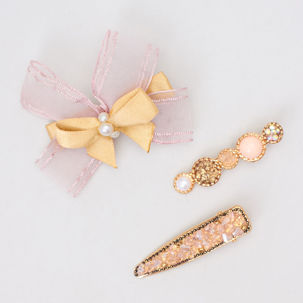 

crystal stone and bow hair clips for your little girl