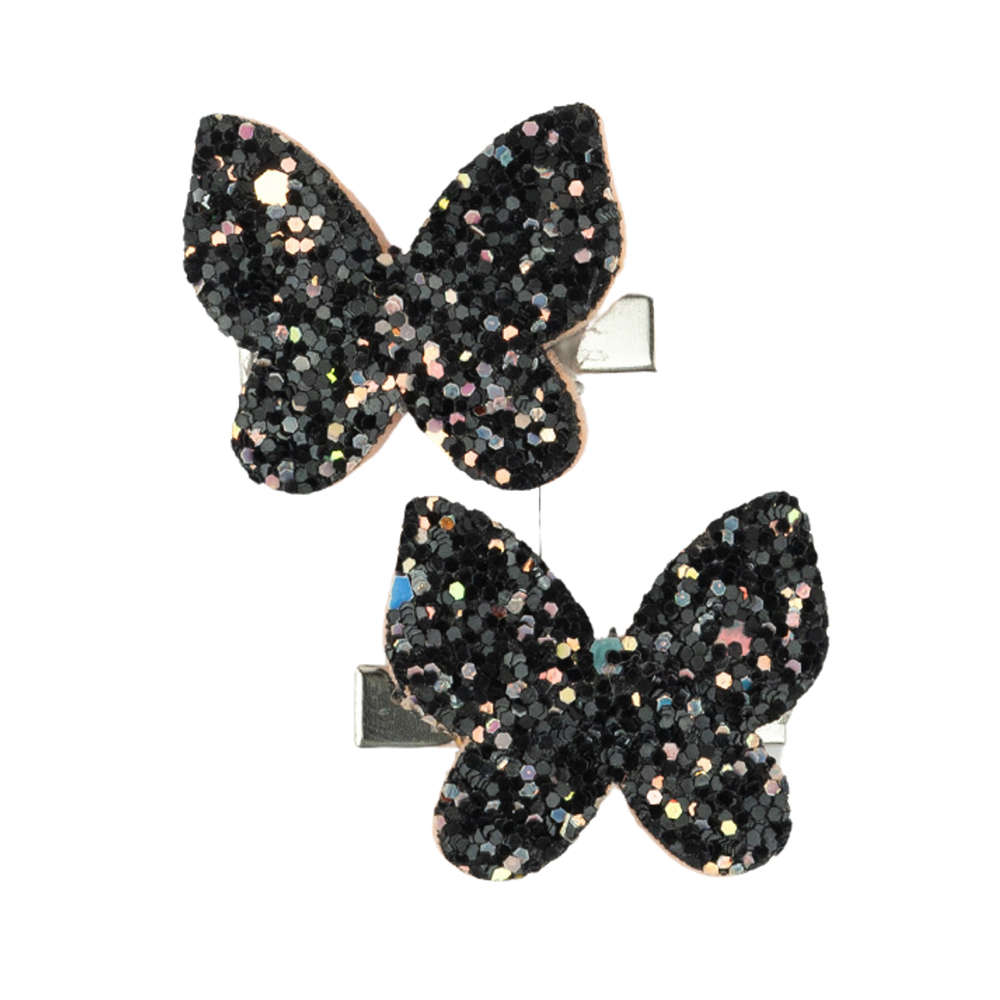 Shop Online Black Glitter Butterfly Hair Clips at ₹165