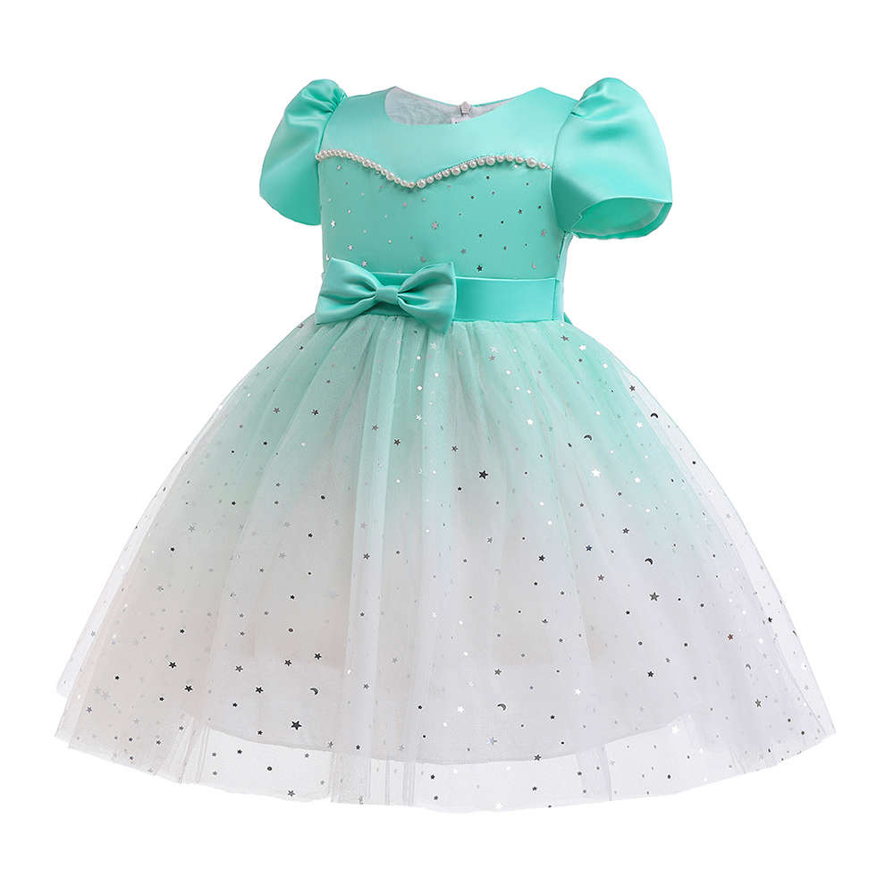 Shop Online Girls Green Applique Bow Party Dress at ₹1399