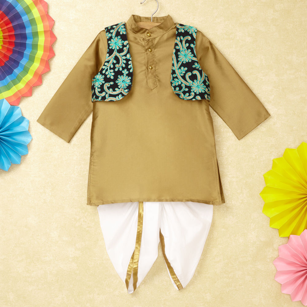 

features fabric jacket 100 polyester kurta 100 polyester dhoti 100