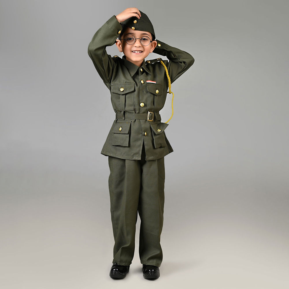 

subhash chandra bose freedom fighter kids fancy dress costume green