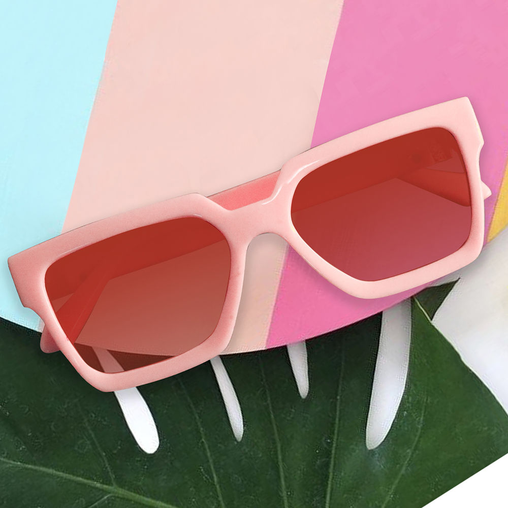 

spiky pink frame pink lense uv protected lens square sunglasses