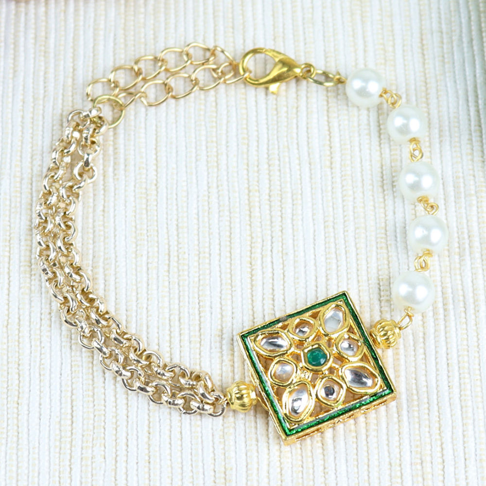 

this beaded kundan stone bracelet completes the ethnic look for