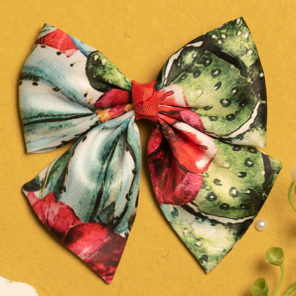 

these gorgeous printed satin bow with alligator clip is just