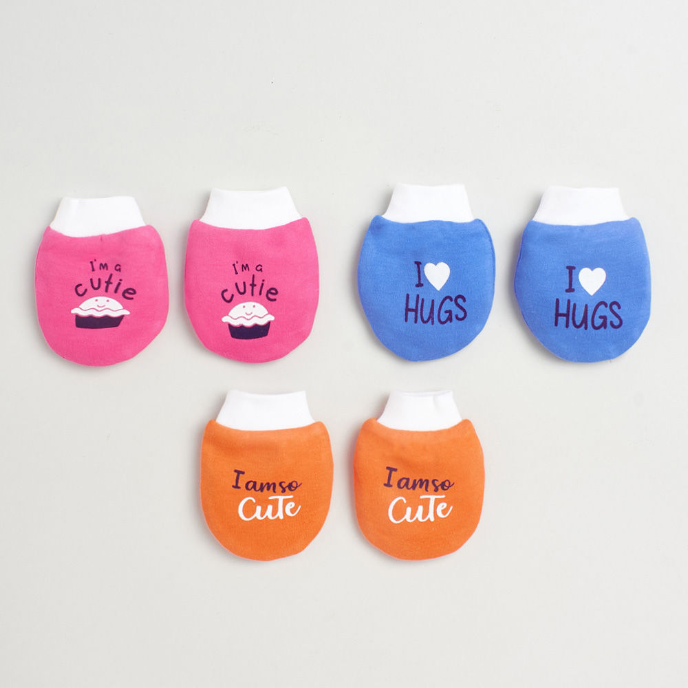 

soft gentle knitted cotton mittens set for the little one