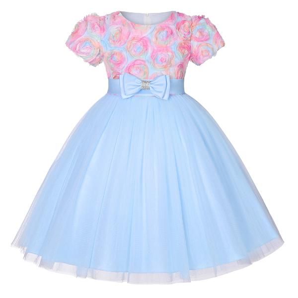 Light Green Frock Enhanced in Floral Design Laces|Kids Wear-Diademstore.com