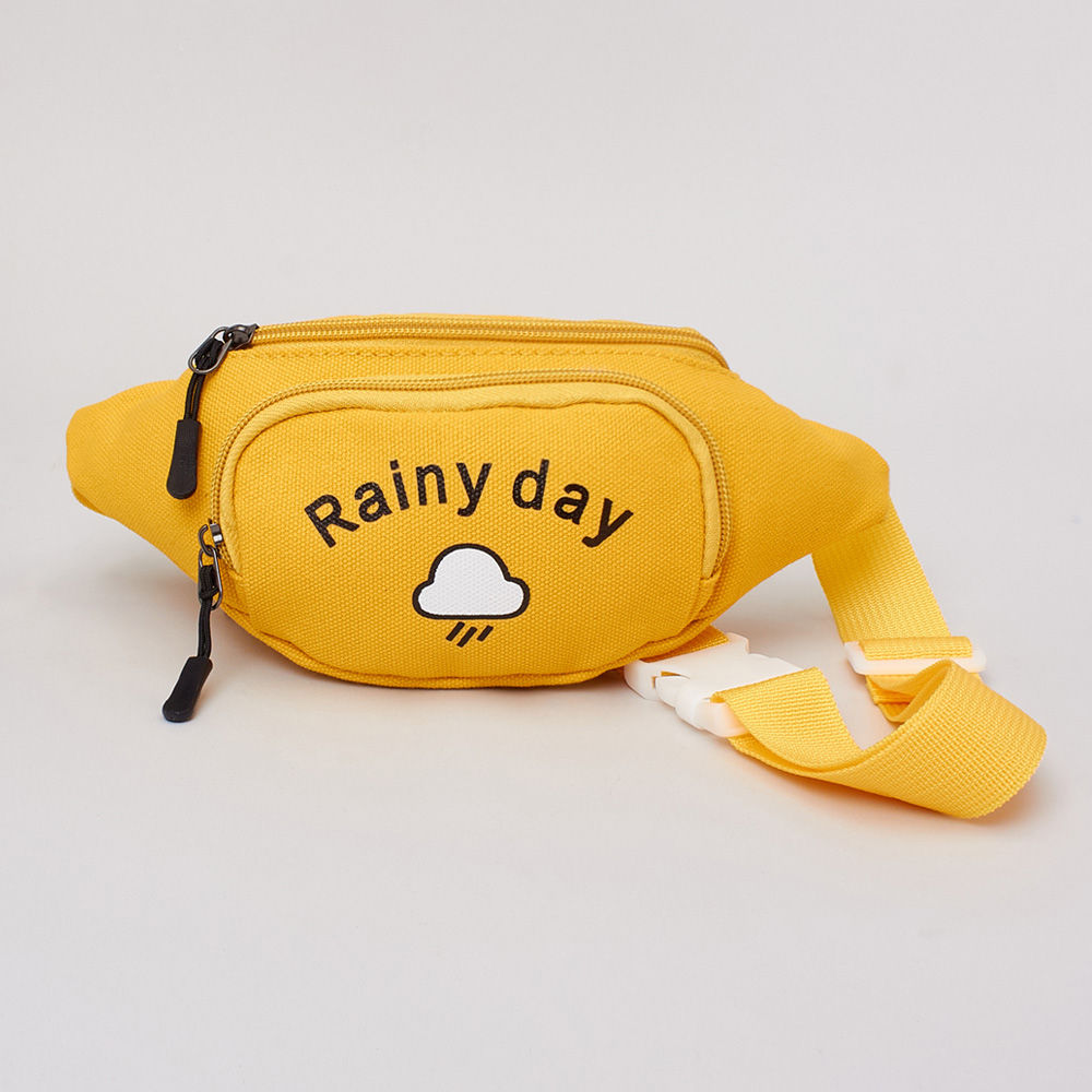 

embroidery letter rainy day canvas cartoon children belt bag kids