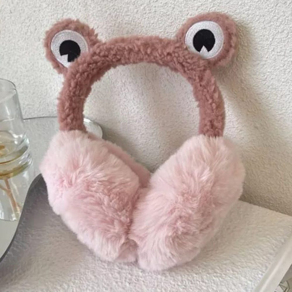 

wearing earmuffs shows a small face the shape is cute
