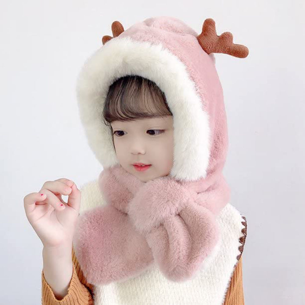 

fluffy hat with scarf 2in1 is made of soft and