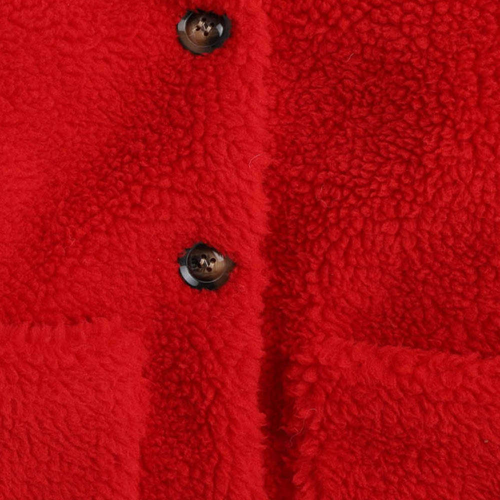 Shop Online Girls Red Solid Full-Sleeve Long Coat at ₹1189
