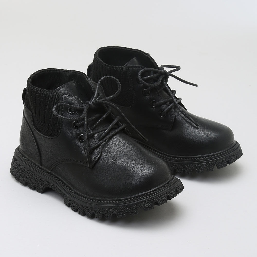 Girls black clearance lace up boots