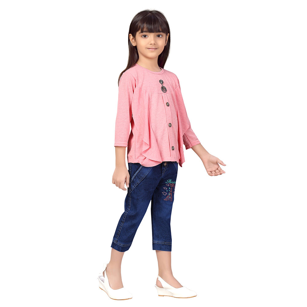 Buy KBKIDSWEAR Girl's Denim, Net Top Dress with Legging Set (9-10 Years) at  Amazon.in