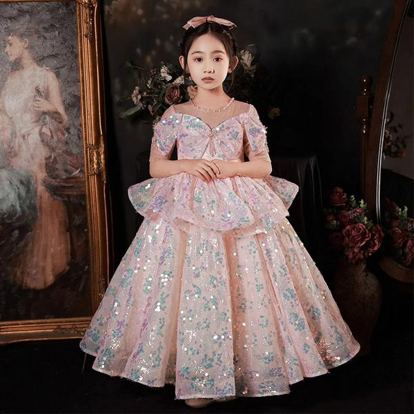 Amazon.com: Flower Girl Dresses First Communion Dresses Girl Pageant Dresses  Lace Sequin Flower Girl Dresses Ball Gown Girls Princess Dresses Girl  Birthday Dresses Flower Girl Dresses for Wedding, US 2 Ivory :