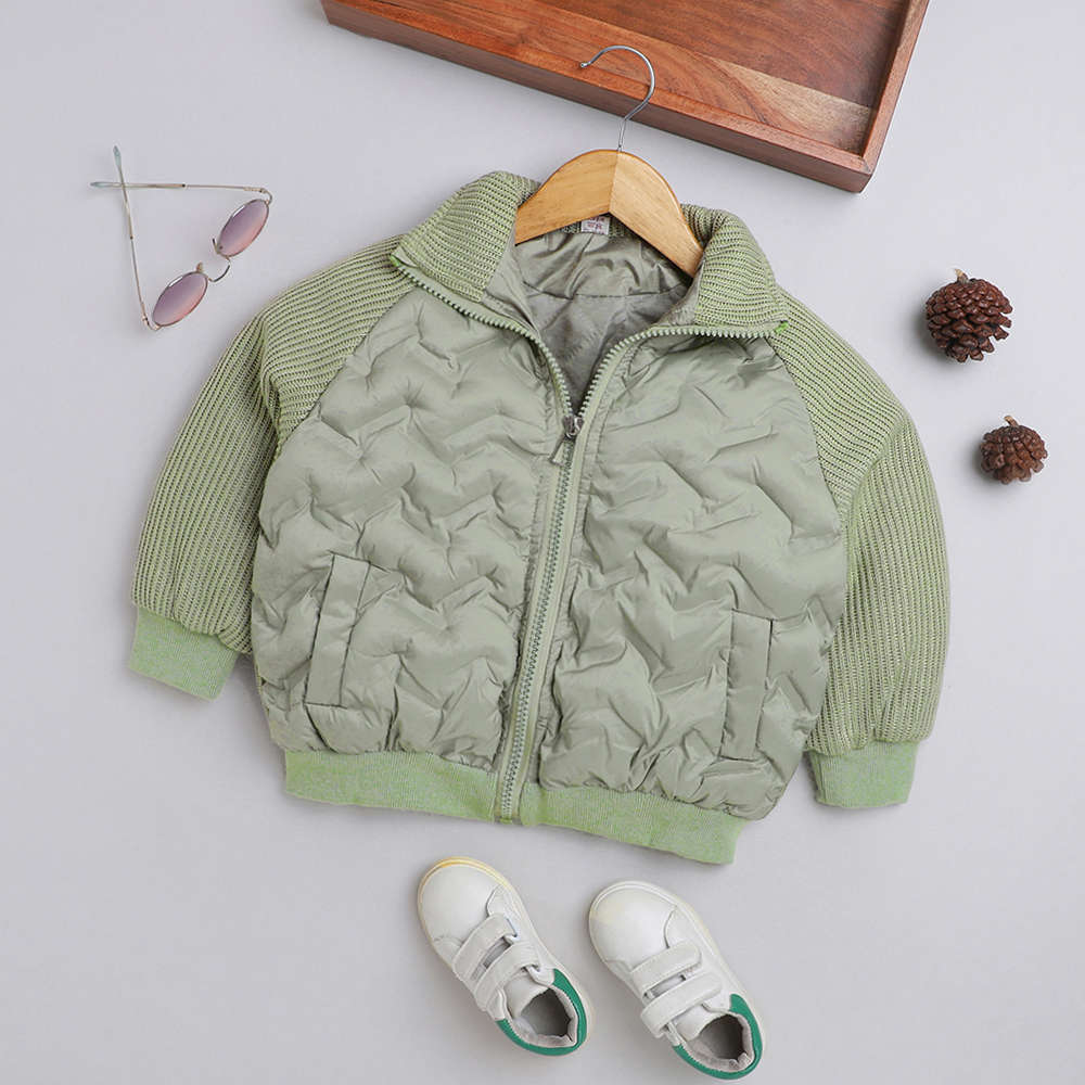 Maddie and Co. Boys Green Quilted Romper with Tartan Plaid Accents main image 0