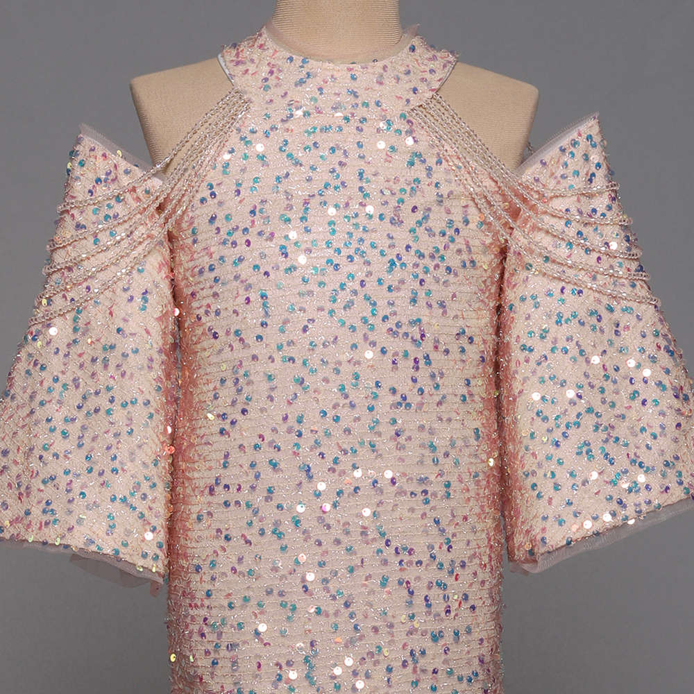 Shop Online Girls Pink Sequin Embellished Full-Sleeve Gown at ₹2289
